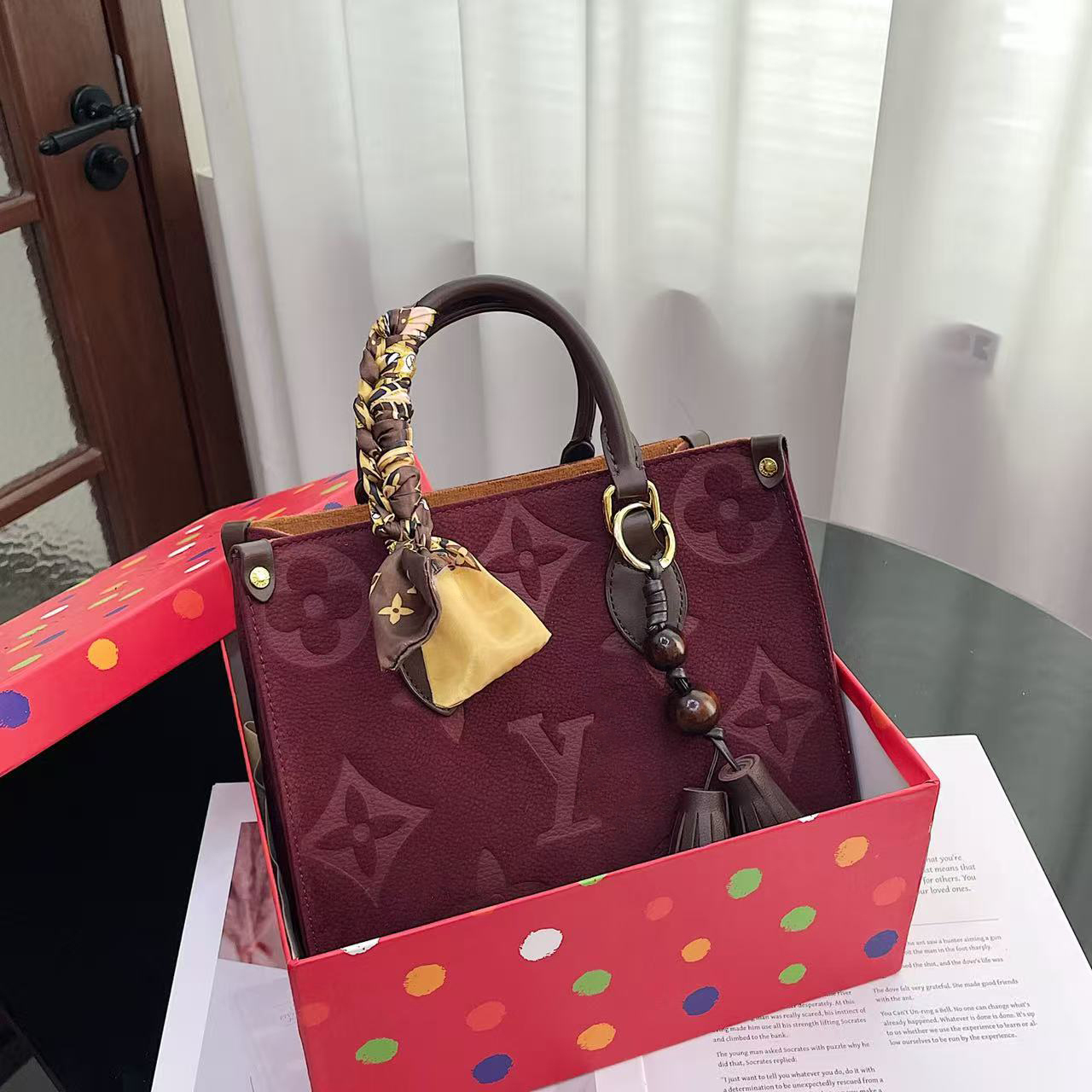 Fashionable classic Embossed tote bag shoulder crossbody bag with ribbons and bows, Durable Textured Material & Unique Design , Suitable For Daily Use, Parties, Travel