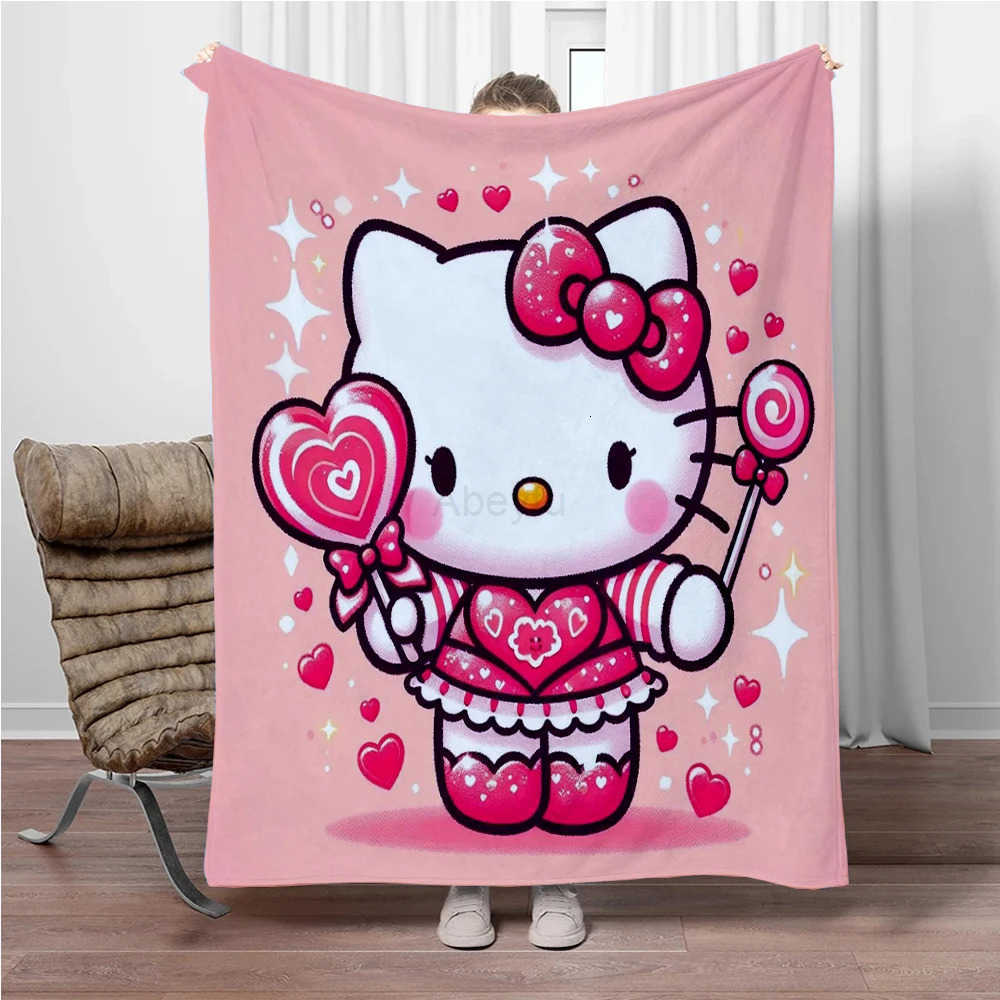 Sanrio 31 Style Hello Kitty Cartoon Soft 3D Cute Flannel Blanket Throw Blanket for Living Room Bedroom Bed Sofa Picnic Kids Gift H251201