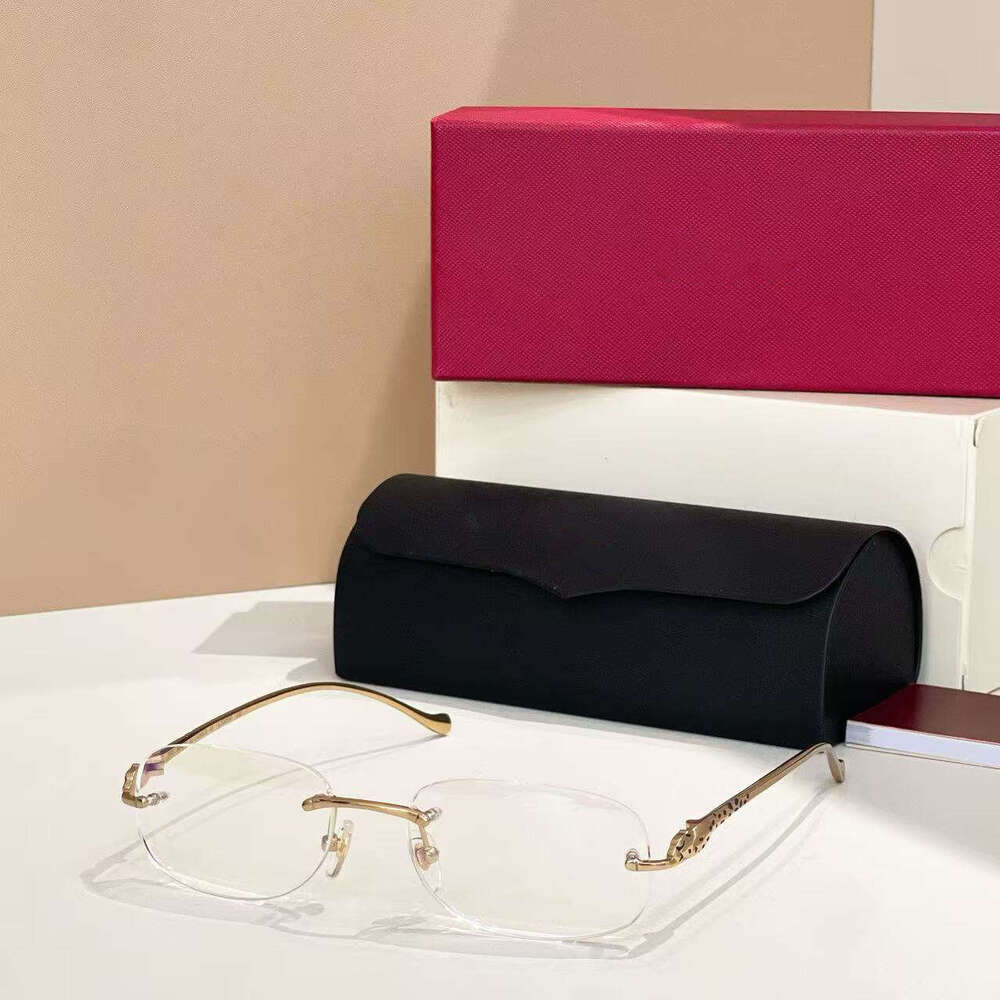 Designer New Frameless Glasses for Women, No Makeup Trendy Style, Blue Light Blocking, Non-Prescription Internet Celebrity Live Streaming Glasses, Can