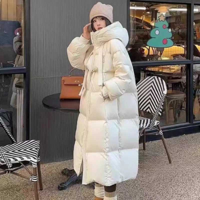 Fashions Long Womens Winter Down Jacket Loose Hooded Coats Thicken Warm White Duck Down Jacket High-end Parkas Light OutwearT251201