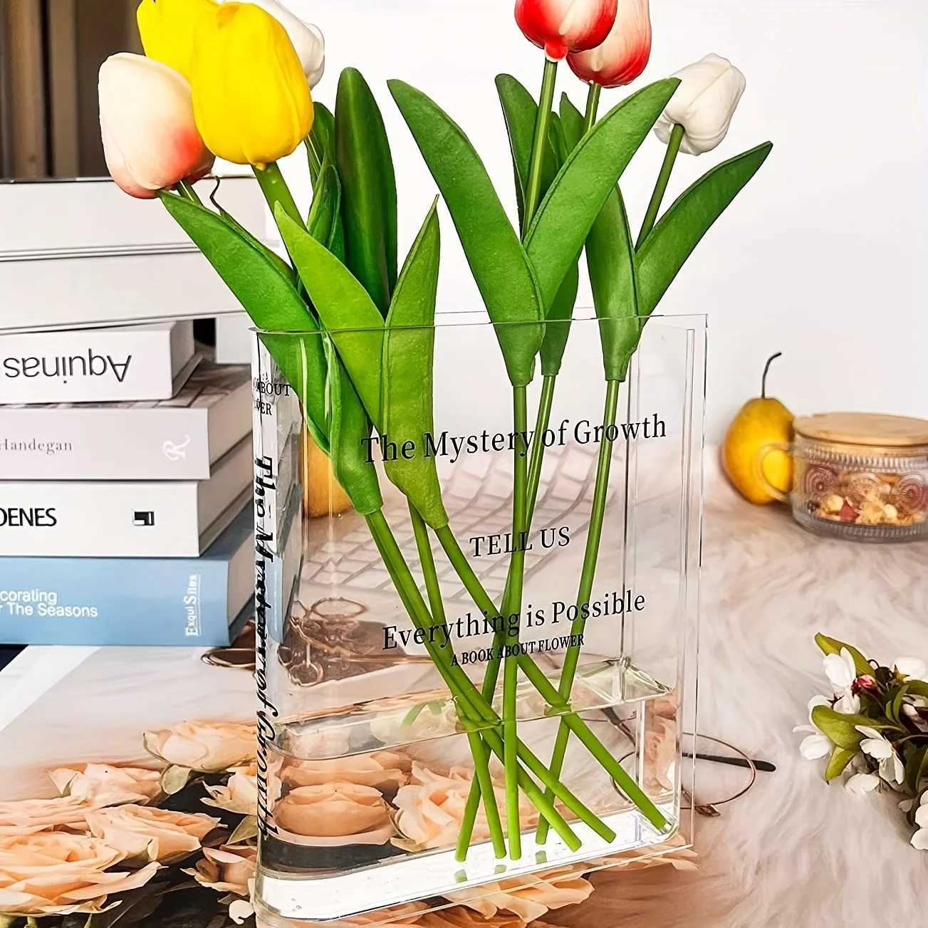 1pc - Book shaped vaseacrylic transparent book bottlecute vase bookshelf decoration aesthetic ro decoration for he/off Y251201