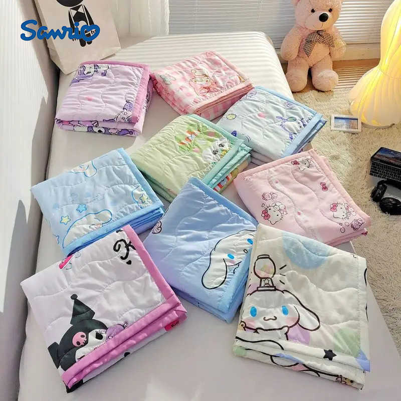 Sanrio Kuromi Childrens Summer Quilt Thin Wadding Blanket Hello Kitty melody Soft Breathable Blanket air condition quilt H251201