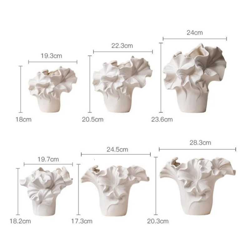 Ceramic Vase Handmade Petal Pleats Flower Vase Flower Arrangement Accessories Terrarium Flowerpot Ro Decoration Accessories Y251201