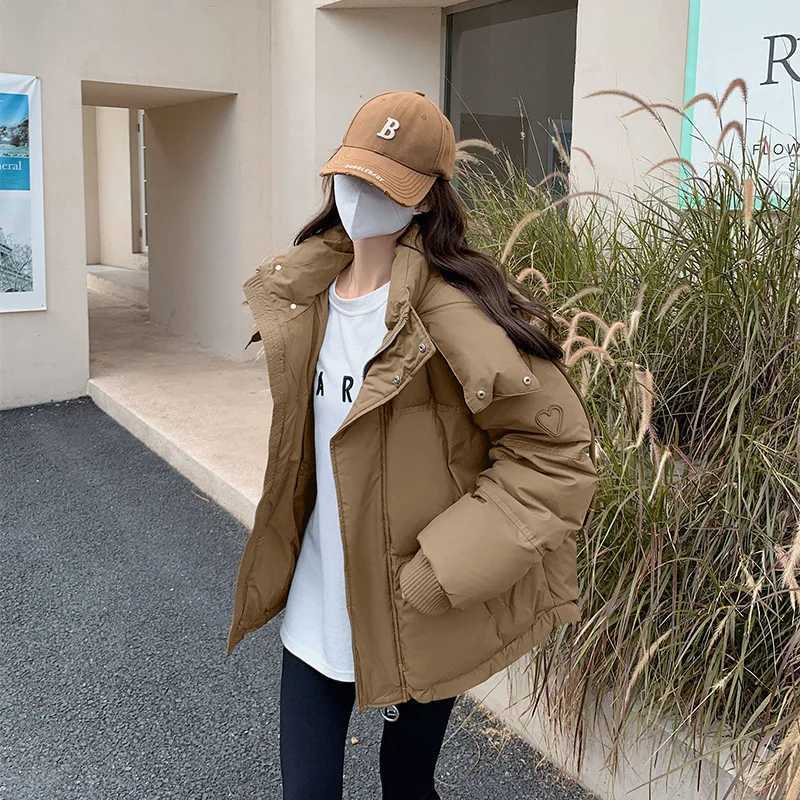 Womens Winter Warm Padded Jacket Coat 2025 New Down Cotton Hooded Solid Thick Parka Waterproof Puffy Korean Fashion OutdoorT251201