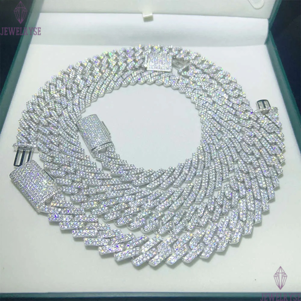 Mossanite 8mm 10mm 12mm Dropshipping Gold Plated Sier Hip Hop Iced Out Moissanite Cuban k Chain Jewelry