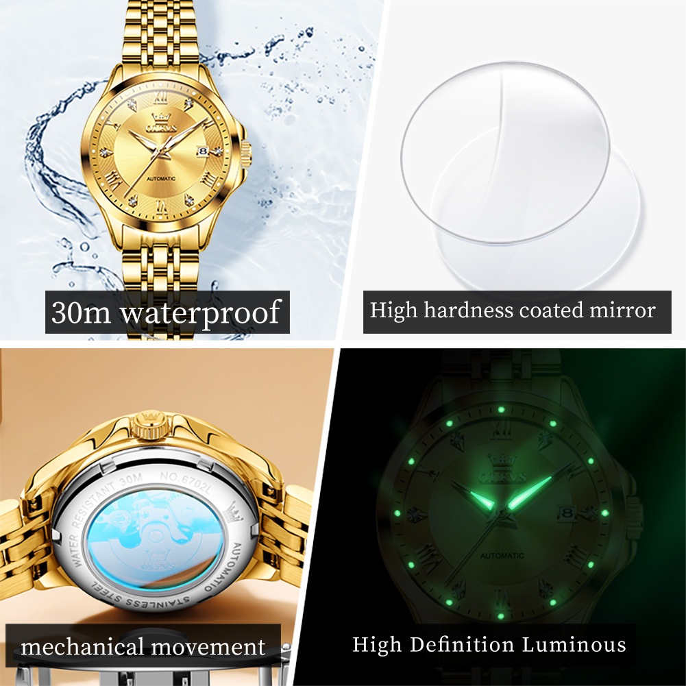 OLEVS Designer Women's Business Watch Luxury Fashion Night Light Mechanical Watch Waterproof Dual Calendar Outdoor Sports Watch Free Shipping Who