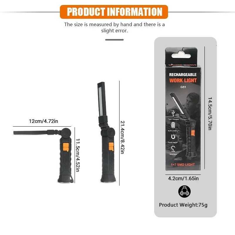 G52 Multifunctional Outdoor Camping LightPortable Led Rechargeable Work LightMagnetic FlashlightWaterproof Hiking lantern M251201