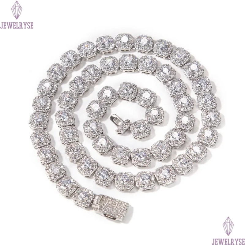 Necklace bracelet Moissanite Diamond Custom Vvs Cuban Link Chain S925 Silver 8mm 12mm Large Tennis Chain Solid Back Hiphop