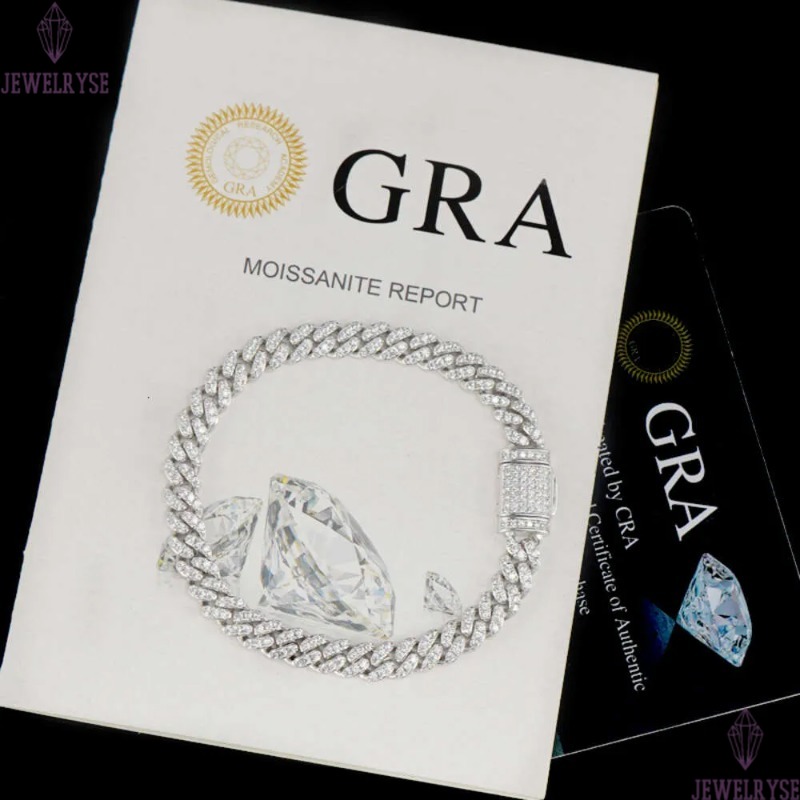 pendant necklaces fine jewelry 8mm moissanite necklace set cuban link chain sterling sier women men chain miami cubanlink