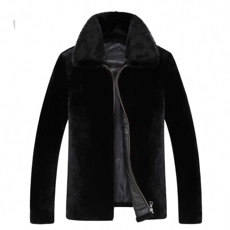Winter fox fur coat for men - faux-fur coat made of real fox fur. Black overall. Fur coat made of whole fox fur and water-repellent material. X251201