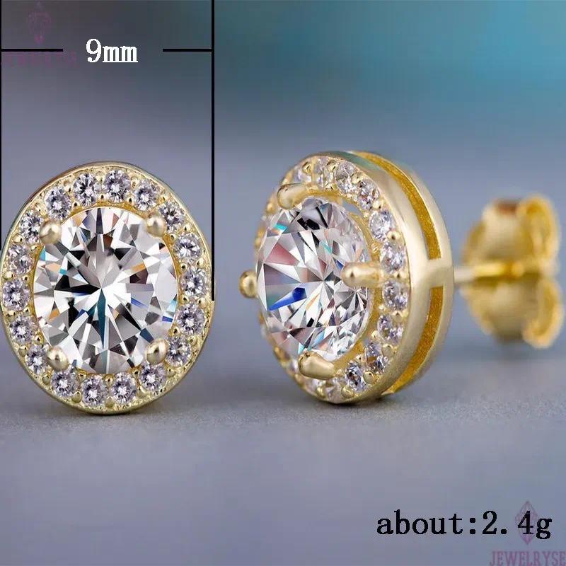 Cubic Zircon Diamond Stud Earrings Charm Designer Jewelry Silver Gold Crystal Round Square Love Heart Ear Rings Engagement Wedding Gift for woman Fine