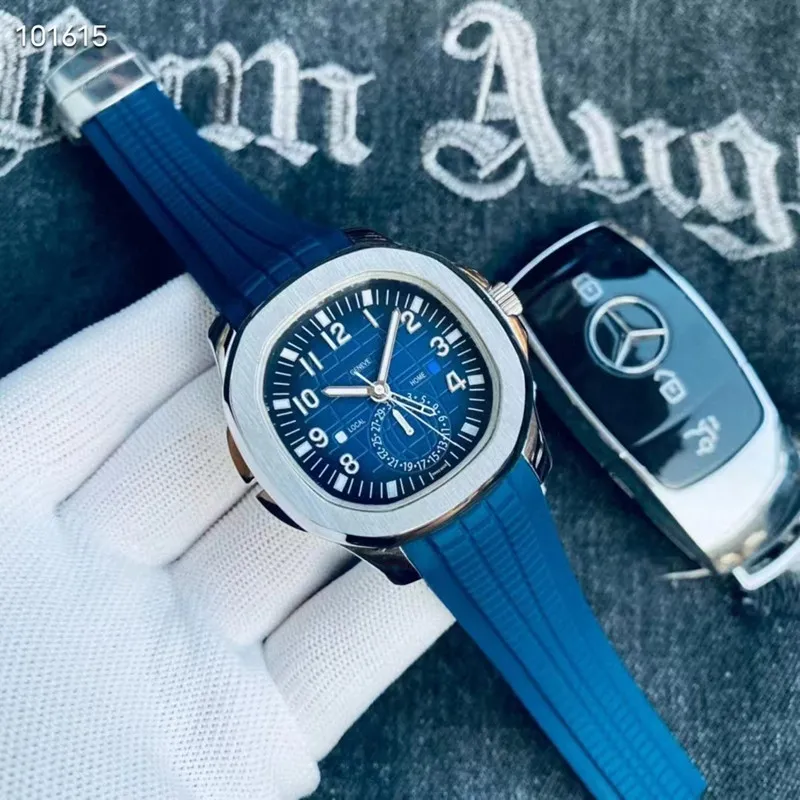 Four-pin Italian Automatic Mechanical Watch 40mm stainless steel rubber strap watch Mineral Crystal Glass top luxury brand watch