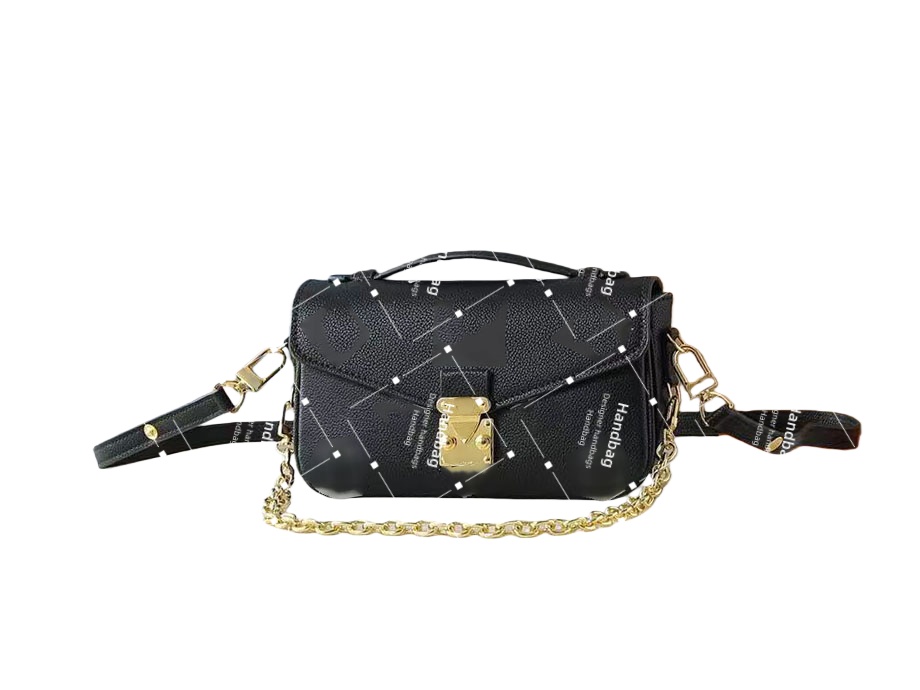 Embossed Leather Handbag: Stylish Design with Metallic Lock & Detachable Chain