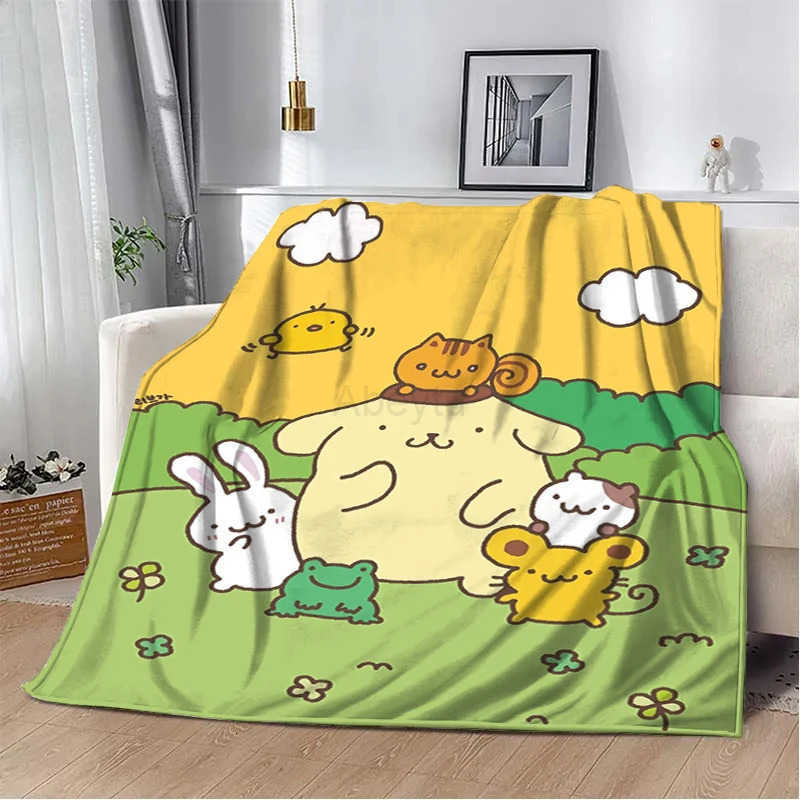 Sanrio 31 Style Pom Purin Cartoon Flannel Fluffy Soft Blankets for Children Plush Sofa Office Quilt Picnic Thin Blanket Gift H2512011