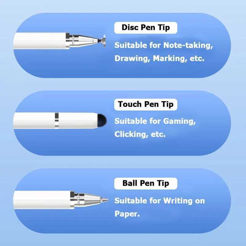 10Pcs Universal Tablet Stylus Pen 3 in 1 Drawing Sn Capacitive Touch Pencil for iPhone Mobile Phone C251201