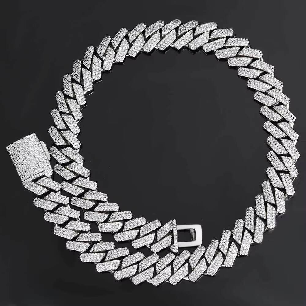 Wholesale 18mm Miami Cuban Link Chain Mens Diamond-Thick Hip Hop Necklace with Geometric-shaped Zircon for Gift Anniversary