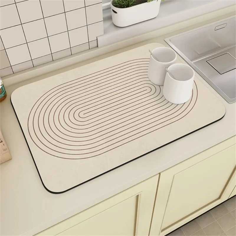 Coffee Machine Drain Mat Kitchen Countertop Absorbent Mat Cream Diatom Mud Pads Simple Table Washable Dry Non-slip Mat Y251201
