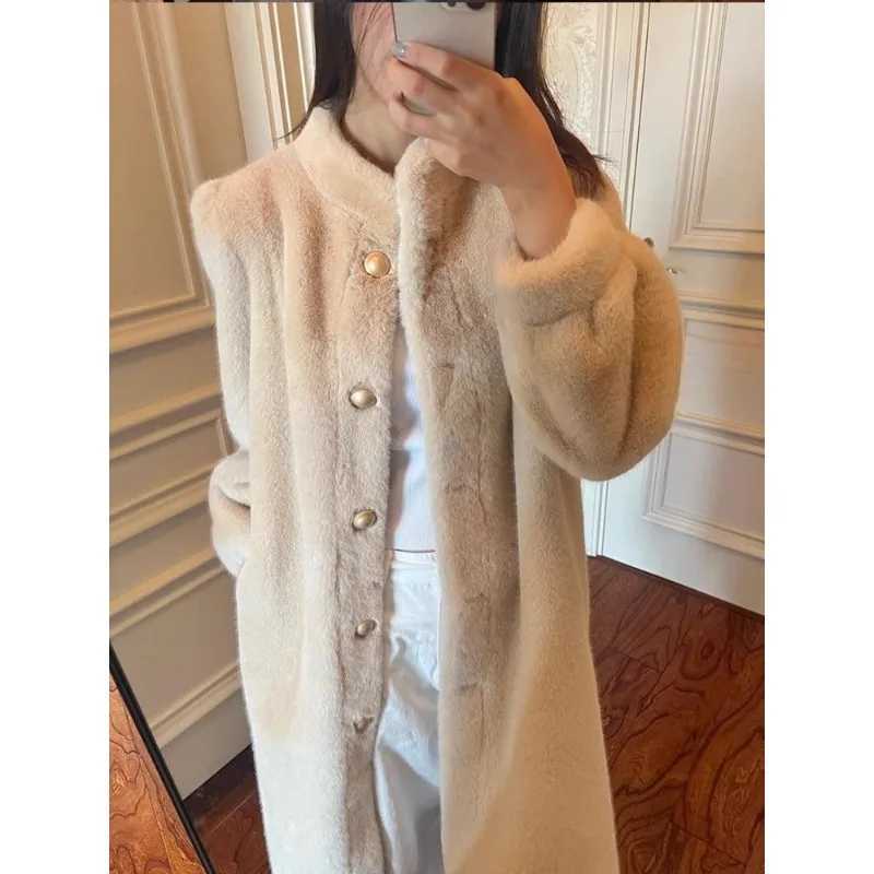 Women Winter New Mink Coat Thickened Wide Loose Lambs Wool Fur Mid-length Faux Fur Coat Luxury Comfort Warmth Winter Coat WomenT251201