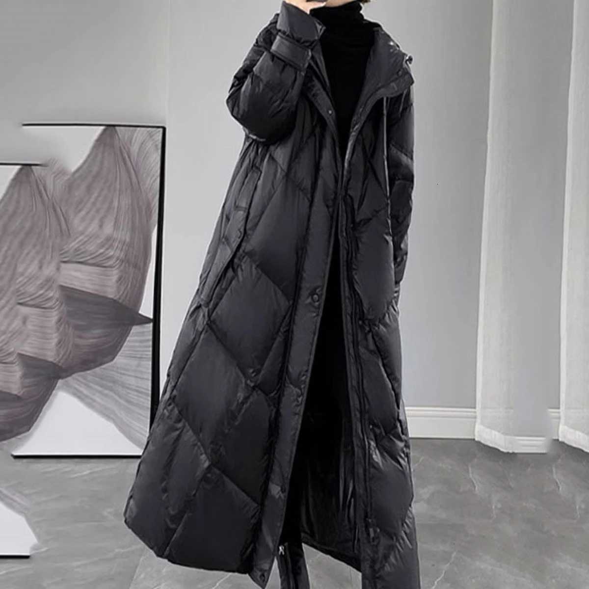 2024 Winter Puffer Coat Womens Long Warm Down Cotton Coat Korean Hodoed Cotton-Padded Coat Womens Jacket Female Casual OvercoatT251201