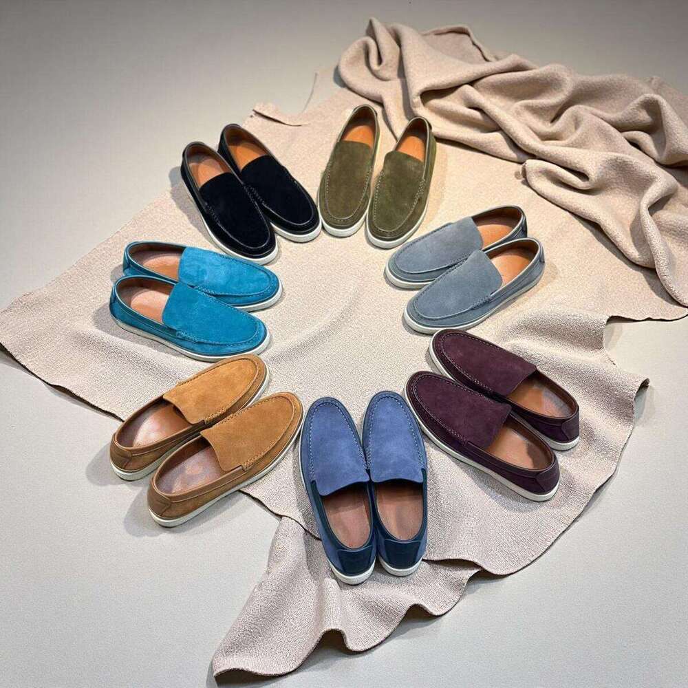 2025 luxury Handmade Designer Dress Slip On Business Formal Shoes For Men woman Loafer Black Blue Genuine Leather Suede Mens Women Wedding Office party Loafers