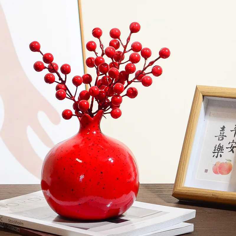 1pc New Chinese Style Pegranate Ceramic Vase Creative Flower Vase Desktop Decoration Ornament Housewarming Y251201