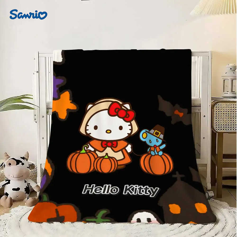 Sanrio Kawaii Hellos Cat Bedspread on the Bed Knee Blanket for Living Room Bedroom Decoration Decorative Sofa Blankets Home Throw Anime H251201