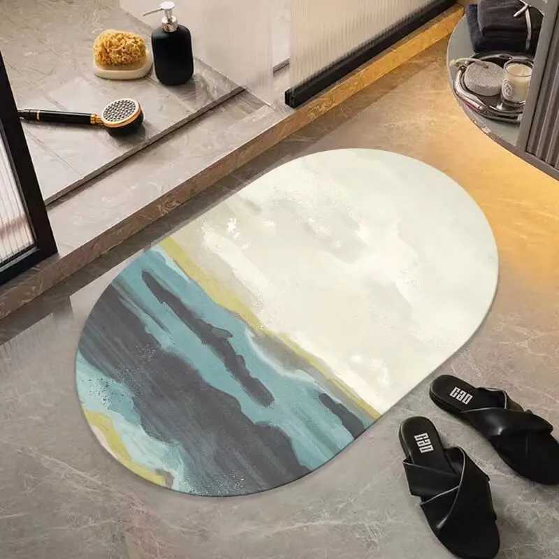 Bathro Cabinet Diat d Door Absorbent Foot Mat Quick Drying Non-slip Floor Mat Toilet Door Mat Carpet H251129