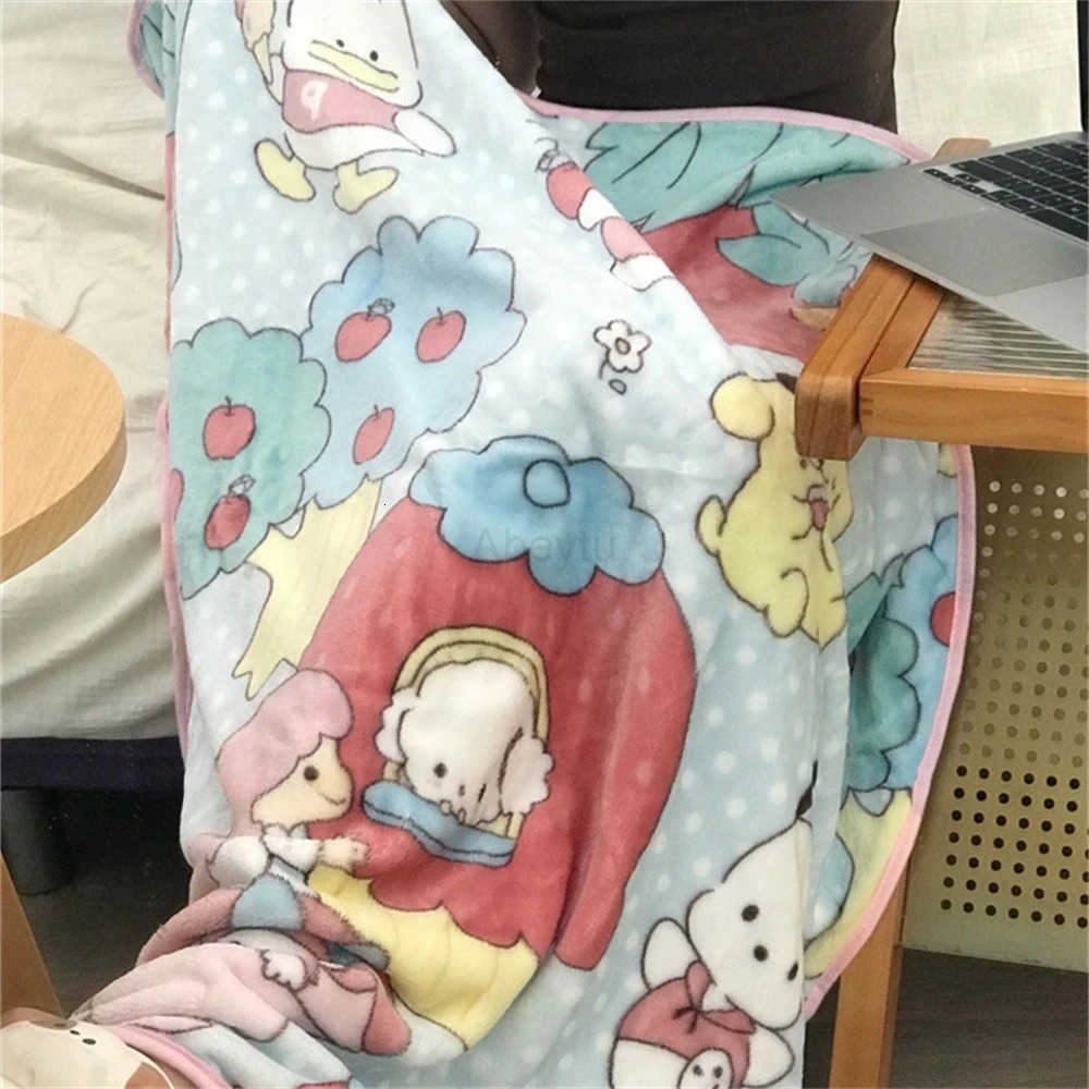 Sanrio Cute Hangyodon Blanket Lovely Anime Warm Flannel Blanket Pillowcase Pekkle Pochacco Blanket Bedspread Bedroom Sofa Bed Girl H251201