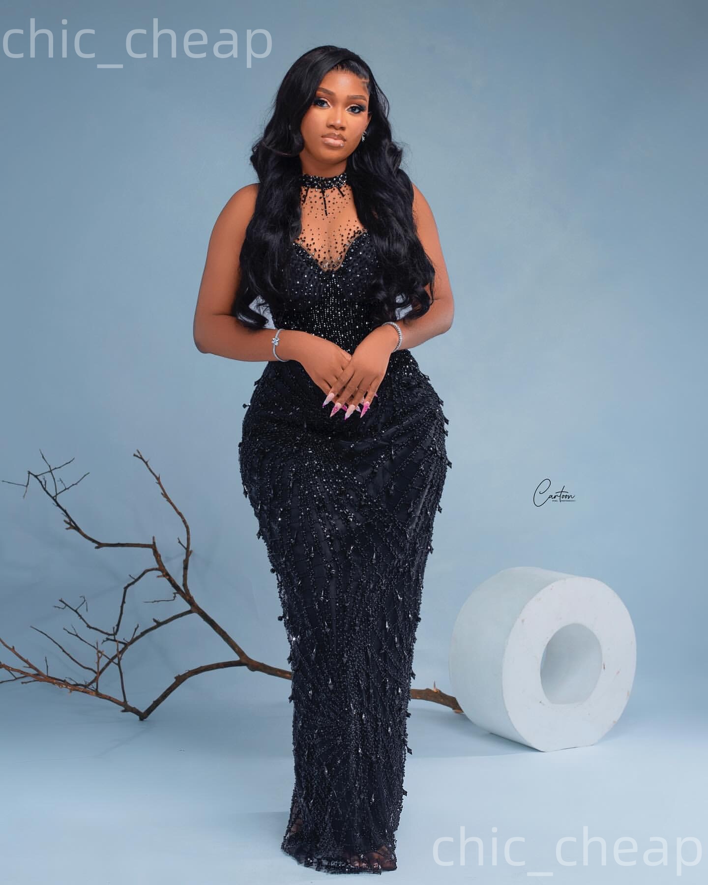 Aso Ebi Black Sheath Prom Dresses 2026 Beaded Rhinestones Sheer Neck Evening Formal Party Second Birthday Engagement Gowns Plus Size Dress For Special