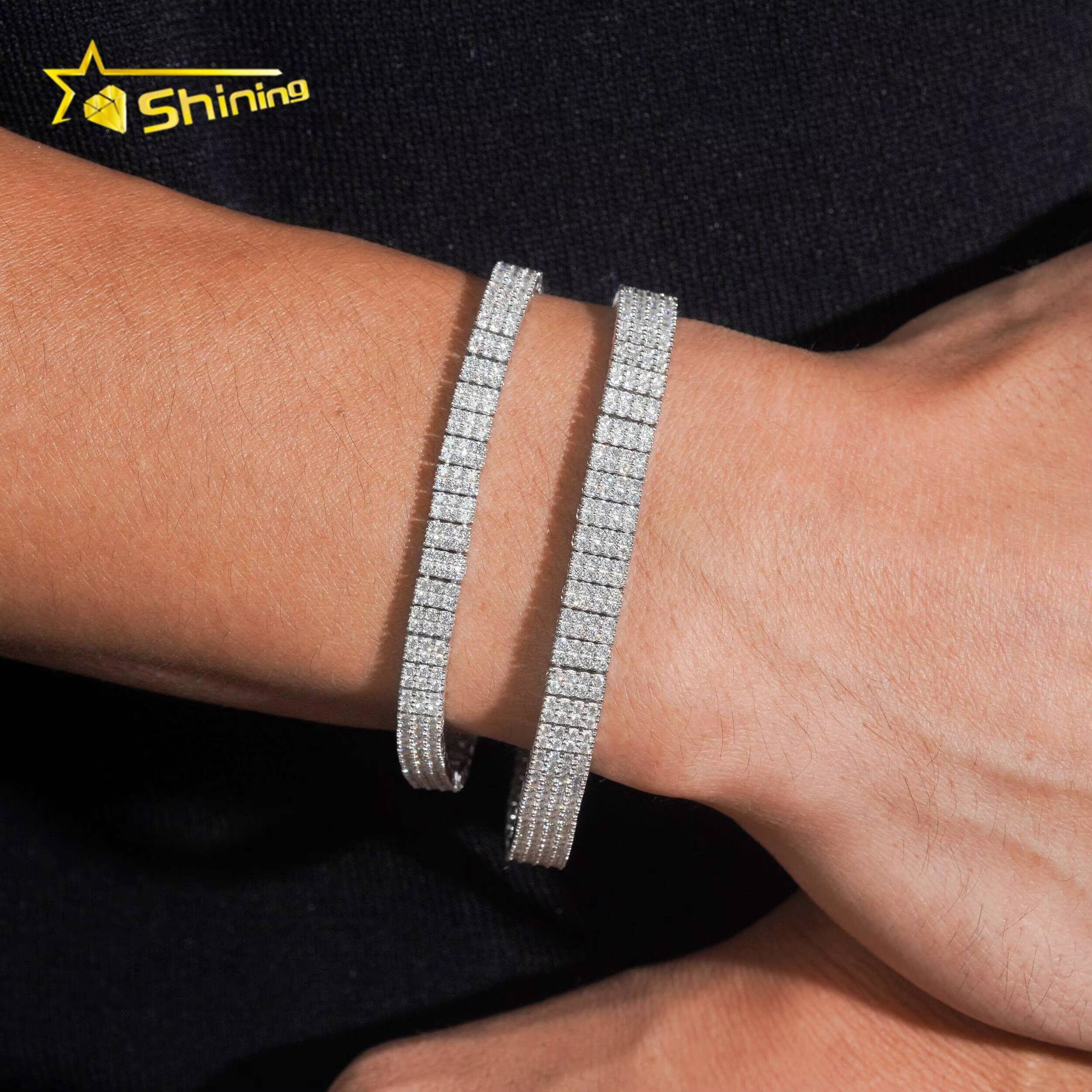 Tennis Bracelet Pass Diamond Test Moissanite Rhodium Plated 925 Sterling Silver Sparking Hop Hip Iced Out Bracelet