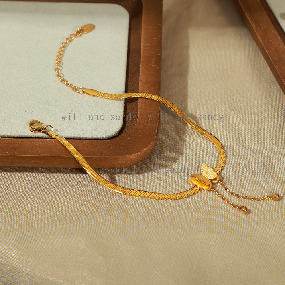 18K Gold Butterfly Anklet Bracelets for Women Adjustable Non Tarnish Yellow Gold Foot Chain Dainty Charm Bracelets Anniversary Birthday Jewelry Gifts