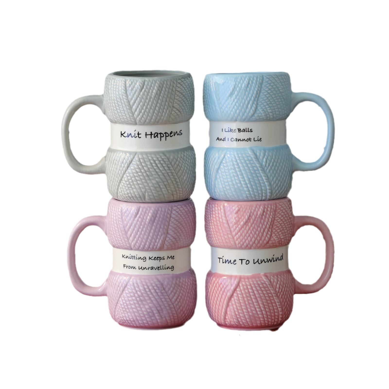 Novelty knitted gift mug colored yarn ball mug or Mothers Day gift 240903
