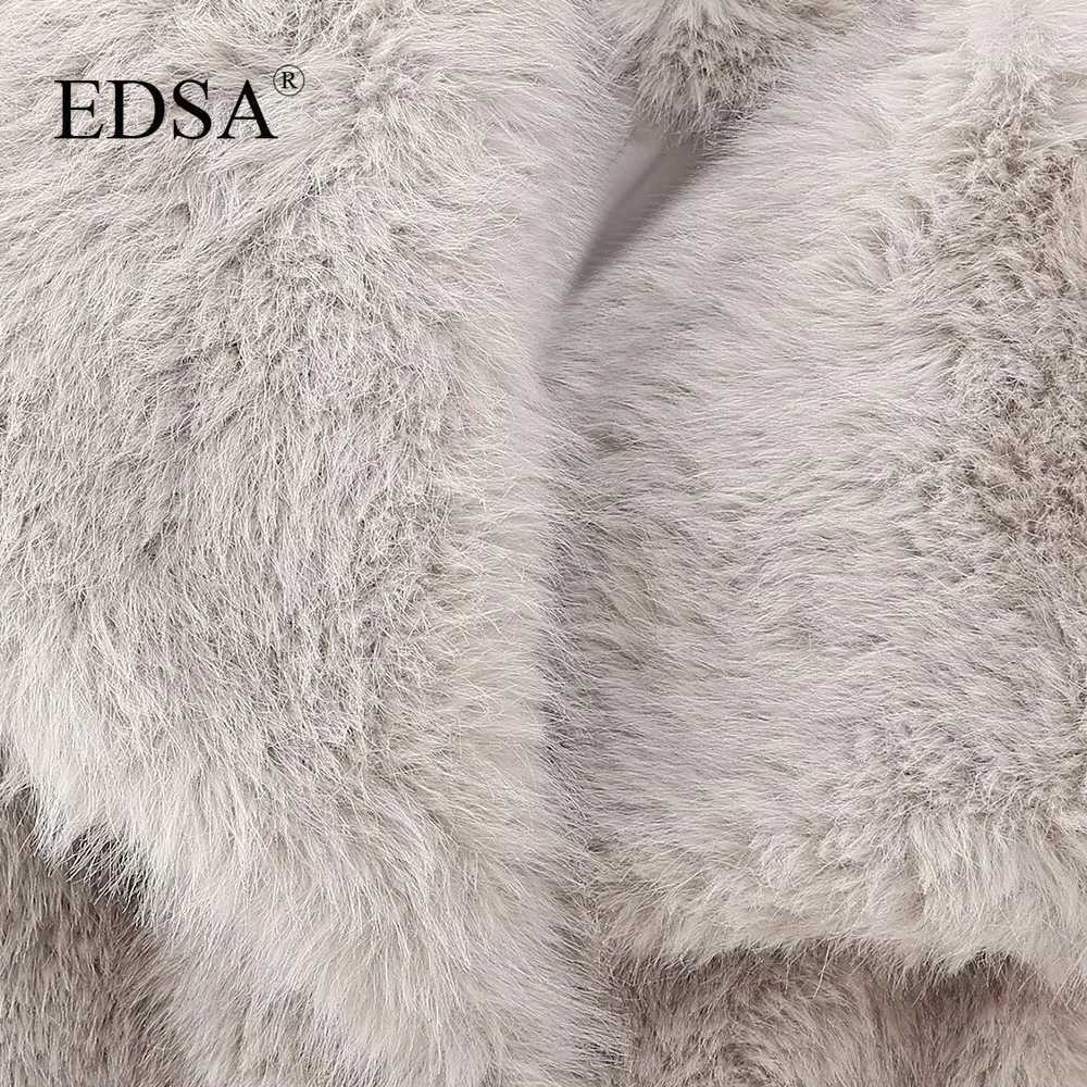 EDSA Women Fashion Faux Fur Jacket Vintage Turn-Down Collar Long Sleeve Coat Autumn Winter Woman Elegant StreetwearT251201