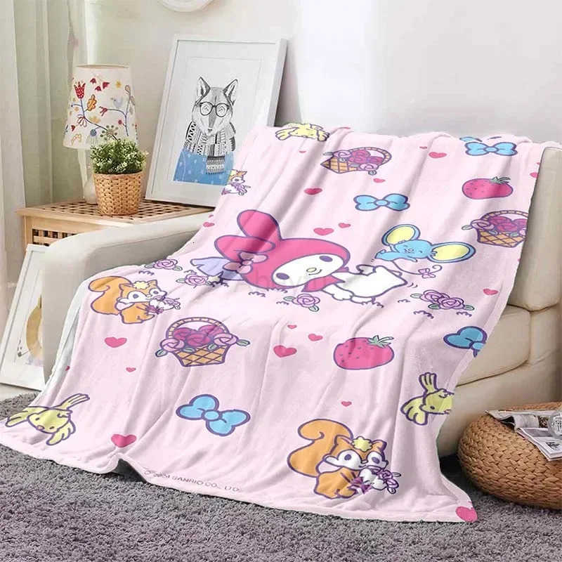 Sanrio Large Size My Melody Blanket for Sofa Hello Kitty Soft Flannel Throw Fluffy Bed Blanket New Born Winter Warm Blanket Gift H251201