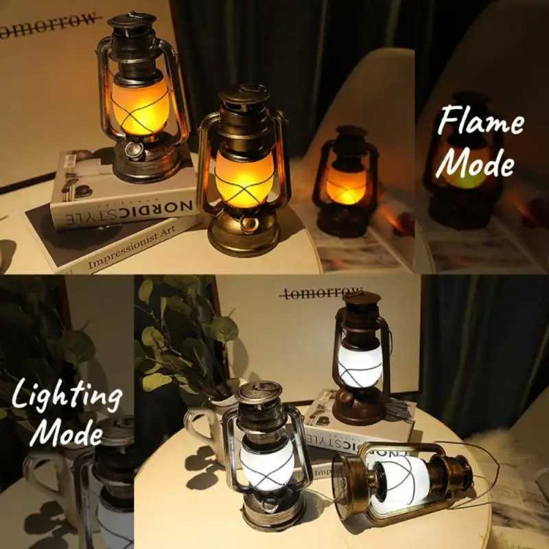Retro LED Lanterns Hanging Lighting Tent Lamp Portable Outdoor Camping 3AABattery Powered LED Table Lamp Travel Equipment M251201