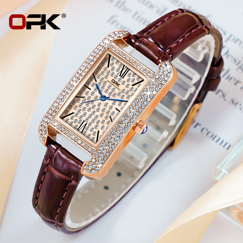 OPK Free Shipping New Designer Watch Dropshipping Hot Sale Elegant Retro Diamond-encrusted Quartz Watch Women's Watch Female Watch