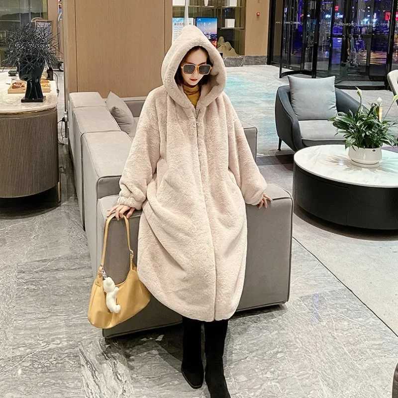 Grunge Autumn Winter Womens Coats Faux Fur Thick Warm Casual Hooded Lamb Wool Cute Warm Top Womens ClothingT251201