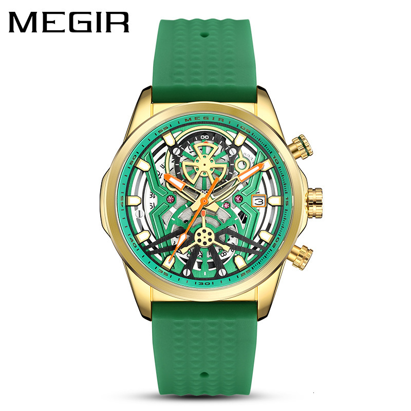 MEGIR Designer Creative Fashion Men's Quartz Watch Silicone Strap Mechanical Style Decoration Outdoor Sports Watch Business Watch 2235 Luxury Wri