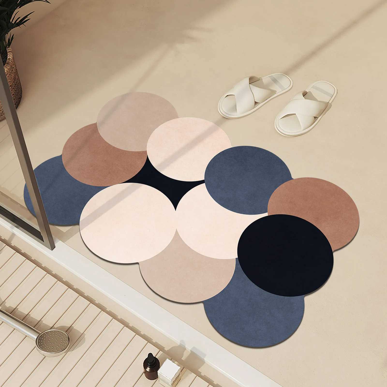 Luxury Stone Bath Mat Bathro Absorbent Foot Mats Quick Dry Non-slip Shower Carpet Toilet Rugs Doormat Washable H251129