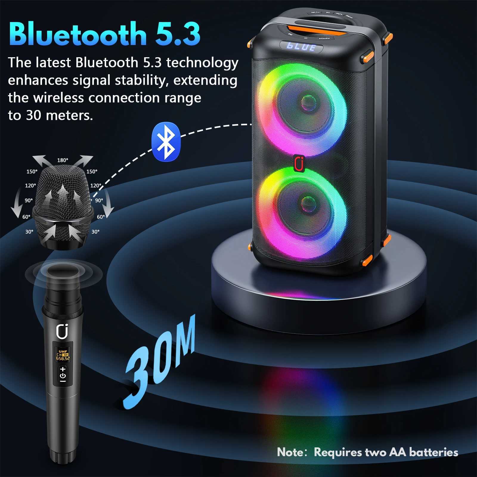 T27 Wireless Speaker Karaoke Machine with 2 Microphone Home Karaoke Party Speaker with Led Light M251201