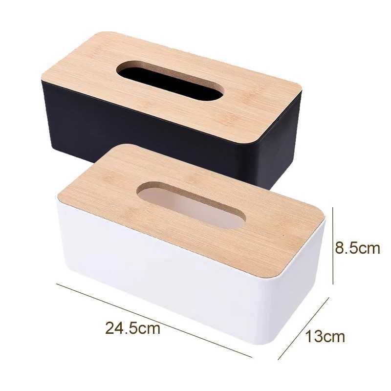 1PC Tissue Box White Black Available Bamboo Cover Paper Container Bedro Kitchen Living Ro Table Tissue Storage Accessory ZYF H251201