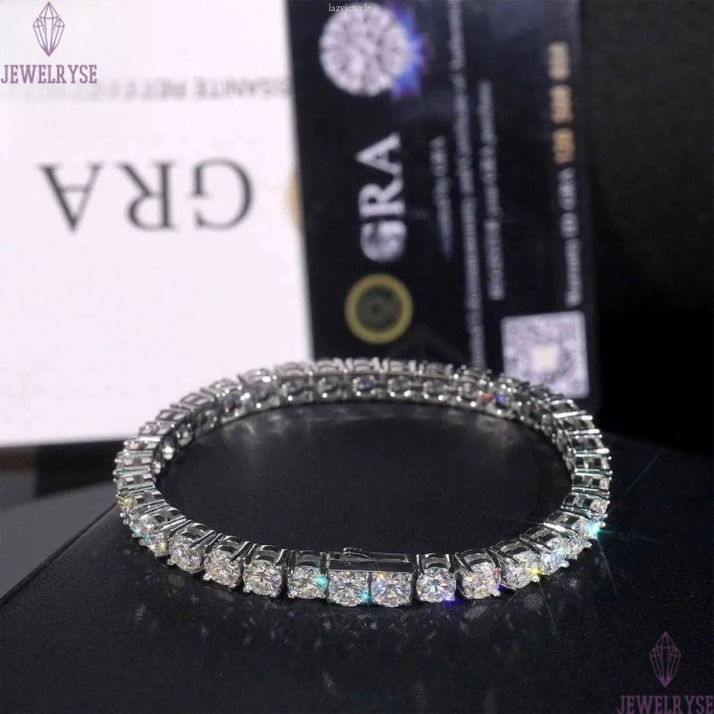 RTS 316L Never Tarnish Chain Stainless Steel VVS Moissanite Lab Dia 4mm 5mm Tennis Bracelet