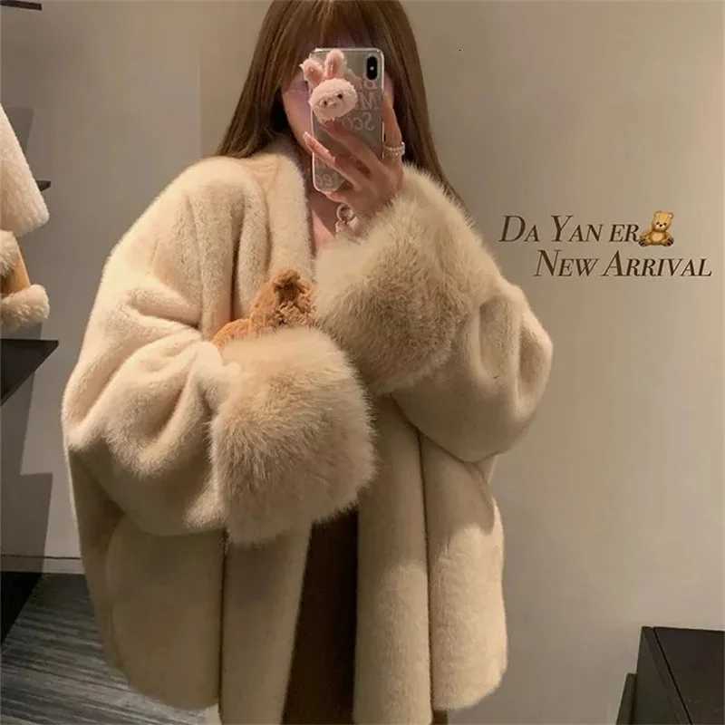 2025 Autumn And Winter New Environmentally Friendly Faux Mink Fur Coat Womens Socialite Style Loose Fit fashionable coatT251201