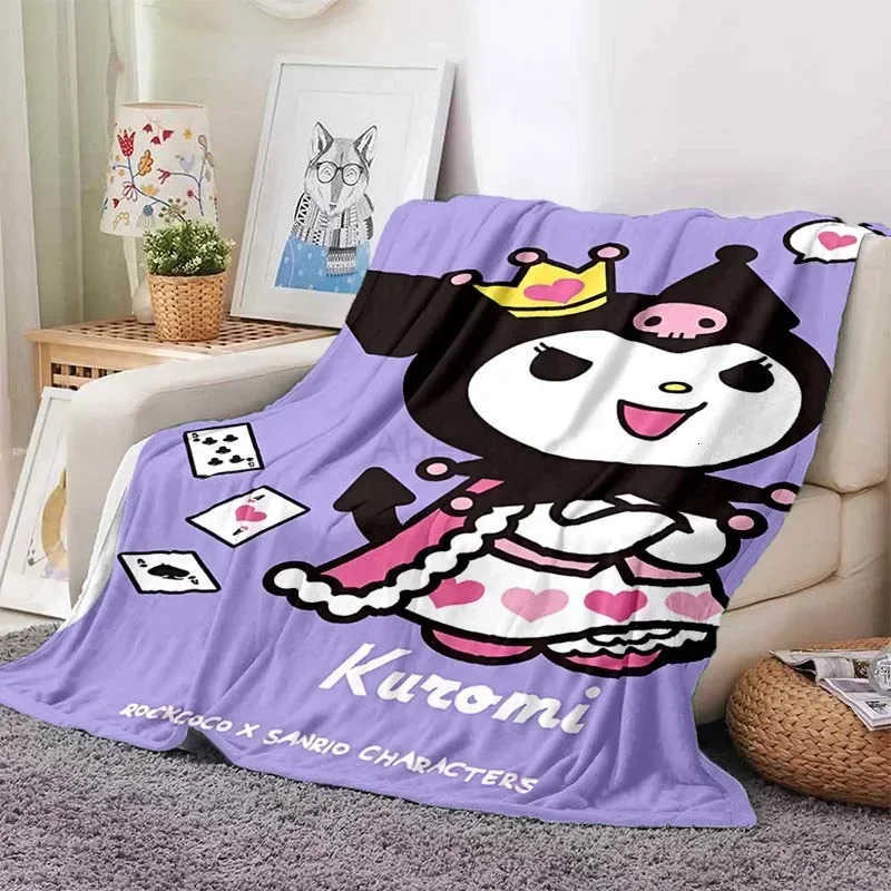 Sanrio Kuromi Printed Blanket Children Adult Blanket Soft and Warm Bedding for Bed Sofa Outdoor Travel Cover Blanket H251201