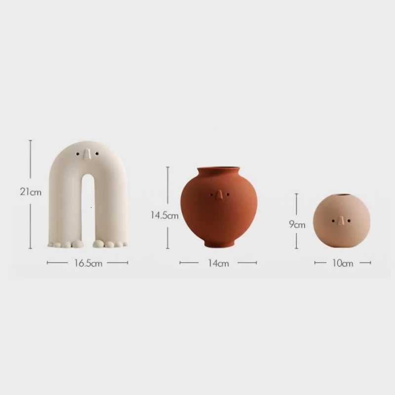 Ceramic Vase Cute Cartoon Face Flower Arrangement Accessories Flower Vase Artistic Expression Terrarium He Decoration Y251201