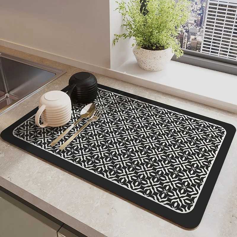 Plaid Pattern KitchenBar Counter Absorbent Quick-Dry Placemat Table Mat Coffee Mat Dishes Drying Pad Non-Slip Water-Absorbing Y251201
