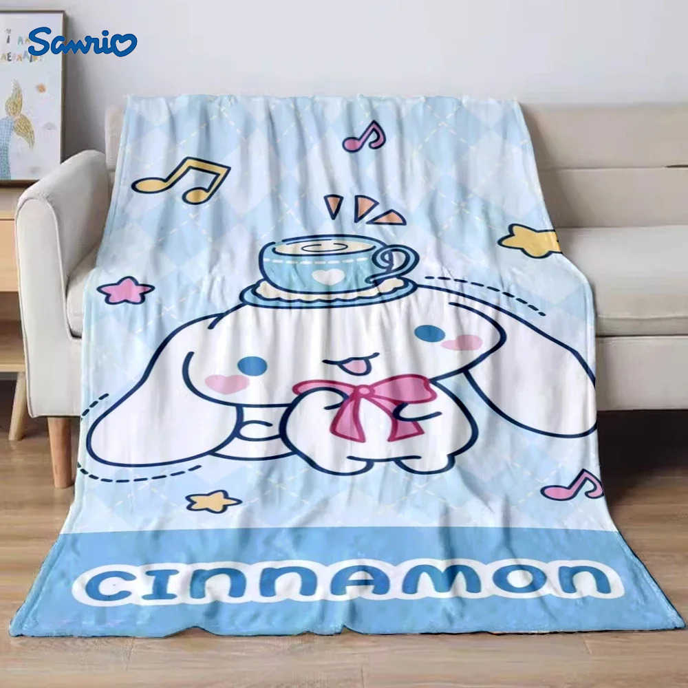 Sanrio Cinnamoroll Flannel Print Blanket Child Soft QuiltFour Seasons Blanket For Sofa Beds Living RoomTravel Picnic Blanket H251201