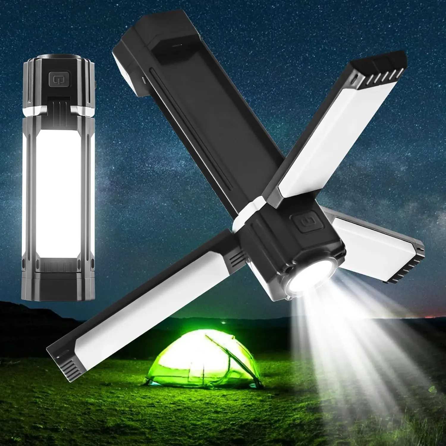 Folding Camping Lamp Rechargeable Tent Hanging Light Travel Lantern Multifunction Table Lamp Reading Lamp Outdoor Emergency Lamp M251201