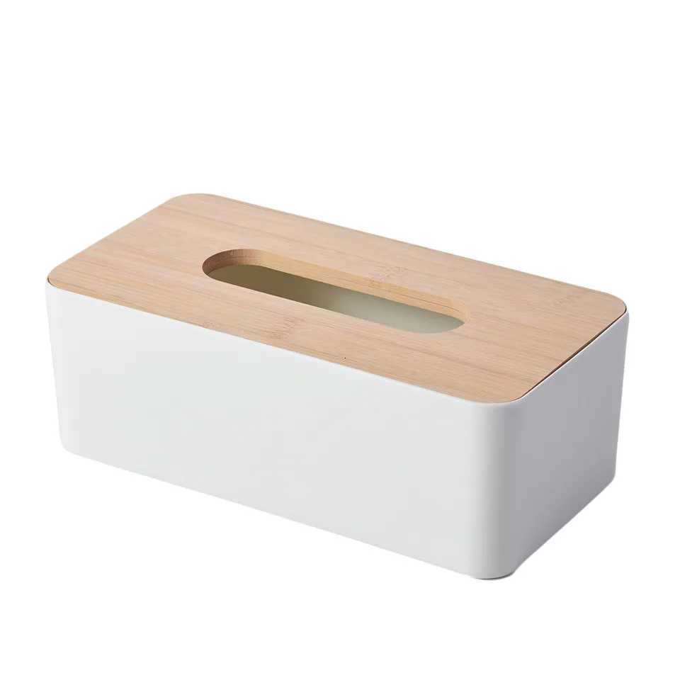 Bamboo And Wood Covered Rectangar Tissue Box For Household Living Ro Bedro Bathro Off Desktop Tissue Storage Box H251201