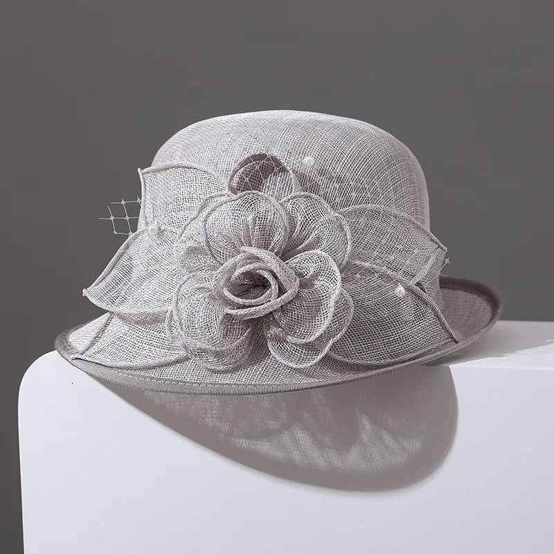 Sinamay Wedding Fedora Hats For Women Ladies Elegant Church Cap Tea Party Dress Formal Occasion Millinery Hat 251129